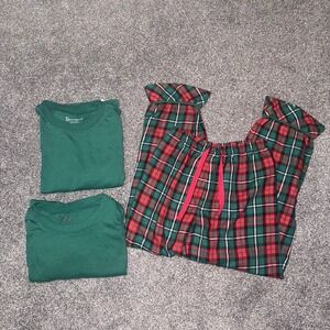 PajamaGram Kids Youth Christmas Pajama Set - Long Sleeves (2) and Red&Green Pant